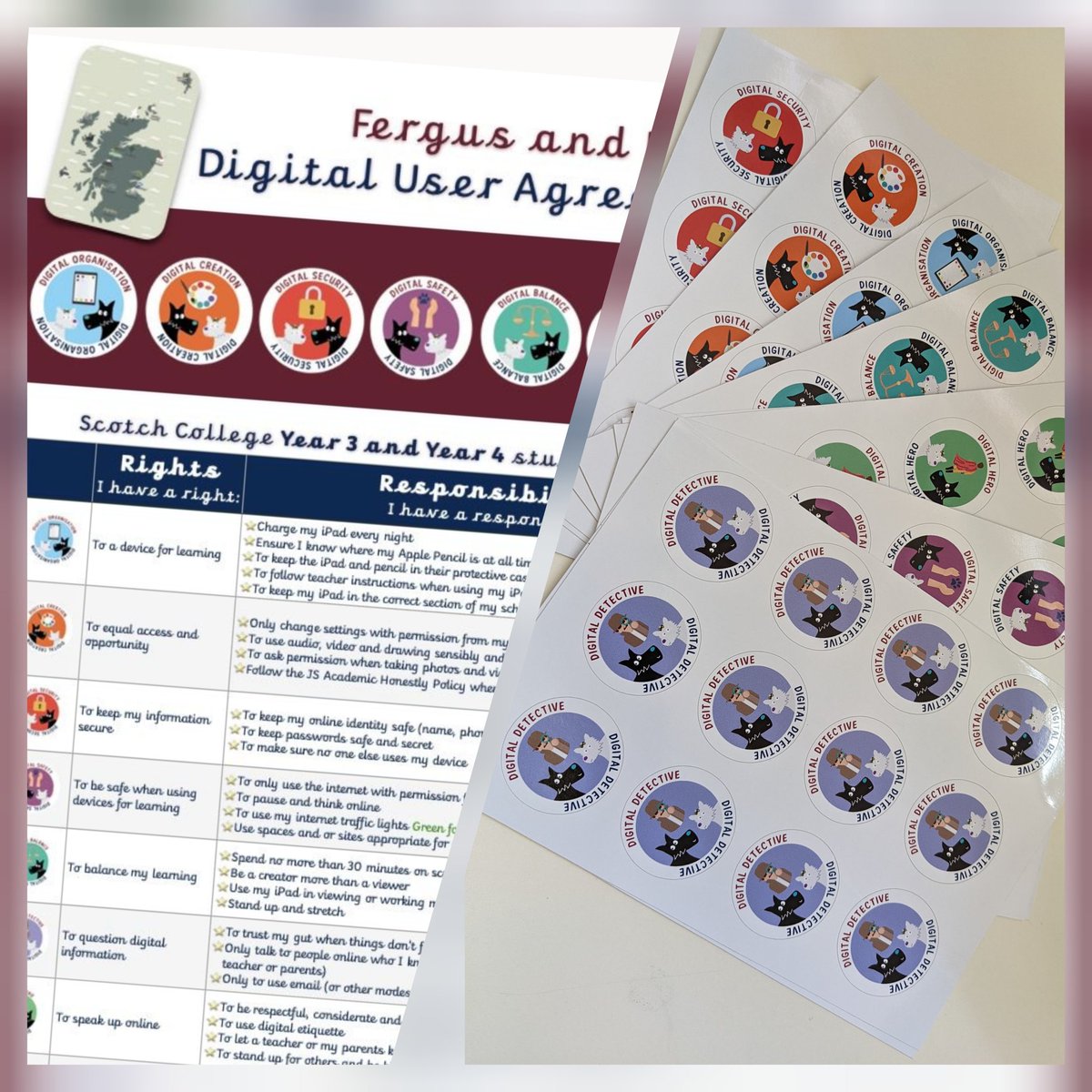 msbehiels's tweet photo. Fresh off the printers!! Junior School iPad User Agreements for display. Let's see who can collect all their stickers &amp; be the best digital citizen. 
#digcitizen #edtech @reniemck https://t.co/o16zq8Emrk