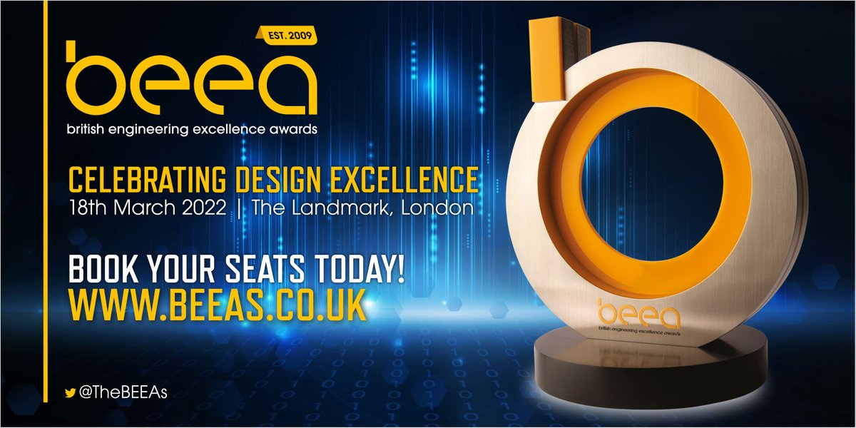 Brought to you by <a href="/EurekaMagazine/">Eureka! Magazine</a> <a href="/New_Electronics/">New Electronics</a> <a href="/TheEngineerUK/">The Engineer</a>, the #BEEAS2022 have been celebrating the best in design engineering since 2009 🏆

Winners will be announced at the awards on Friday 18 March at The Landmark in London, book your seats: beeas.co.uk