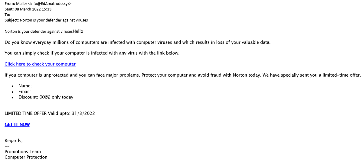 elawdemystified's tweet photo. Got this scamming email just after signing up for #Norton anti virus software.  Is anywhere safe! https://t.co/c7OKSlqmJC