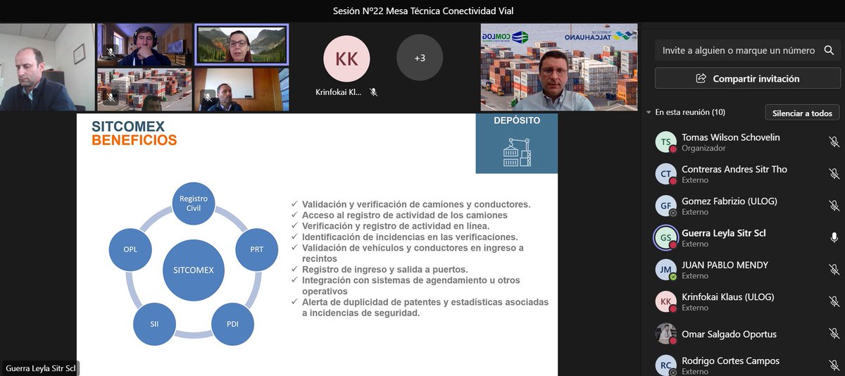 Comlog_Chile's tweet photo. El estado de desarrollo en que se encuentra el Sistema de Identificación del Transporte de Comercio Exterior (SITCOMEX) fue uno de los temas de la sesión n°22 de nuestra Mesa Técnica de Conectividad Vial. Eso es #LogísticaSegura.
#DYCsa #Sitrans #SVTI #ULOG #Ultramar https://t.co/ijvIG9Uq8S