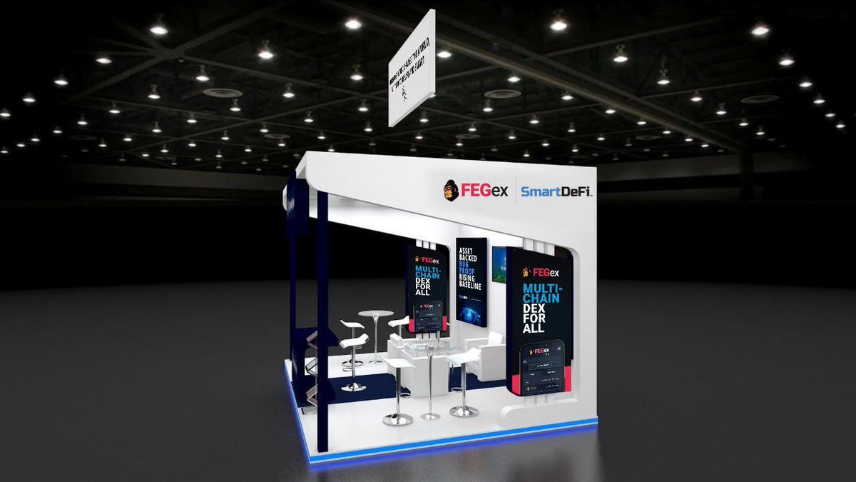 GorillaFeeder's tweet photo. Take a look at FEG's tech-filled booth in Dubai. Looking forward to a great talk from @RTRcrypto👏️👏️👏️ https://t.co/whEtNnQMJD