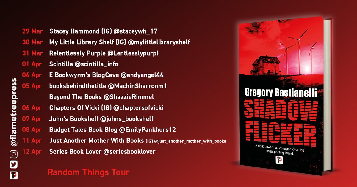 RandomTTours's tweet image. Don't miss the #RandomThingsTours Blog Tour for #ShadowFlicker by @gregorybastiane with @flametreepress 

Begins 29 March ❤️

@seriesbooklover