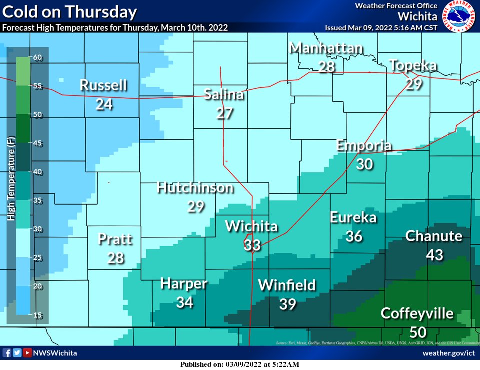 NWS Wichita on Twitter "Cold and snowy conditions expected on Thursday