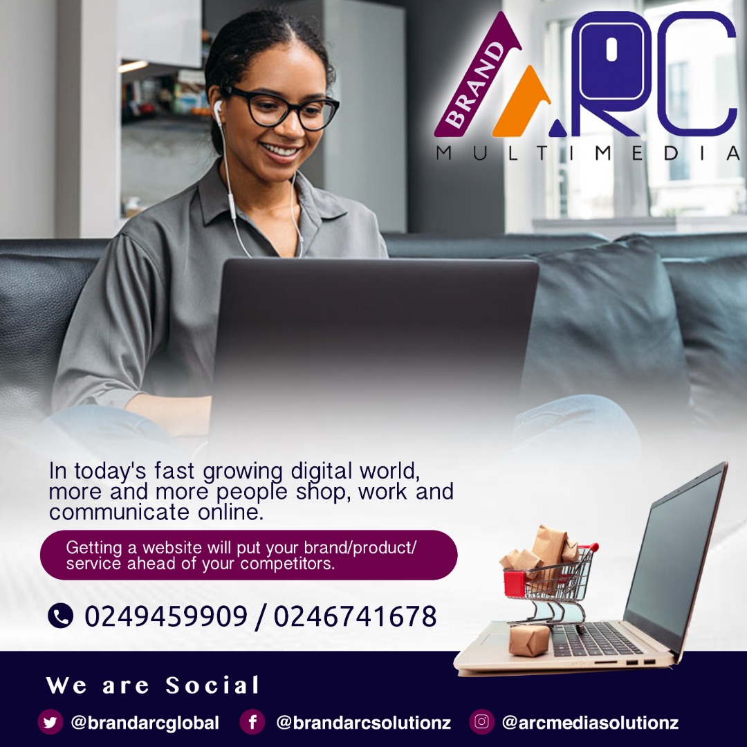 BrandArcGlobal's tweet photo. In today's fast growing digital world, more &amp; more people shop, work &amp; communicate online.
Getting a #websites will put your brand above competition.

Talk to us now to build you one.
☎️| +233 0249 459 909

#WebsiteDesign #WebsiteDevelopment https://t.co/xkQoZNDNXq