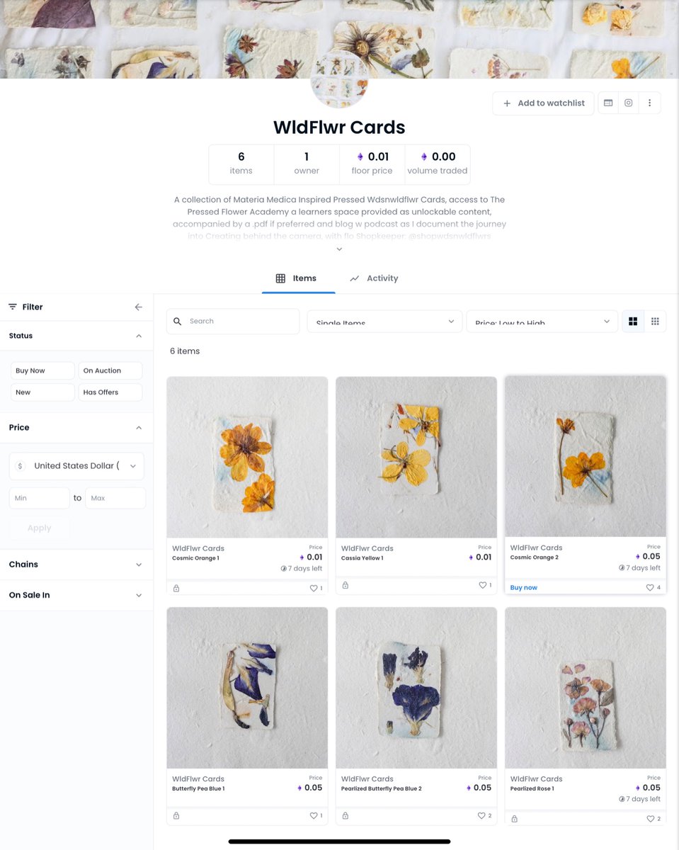 IntrovertlyB's tweet image. Materia Medica Inspired Pressed Wild Flower Cards
A digital utility- .jpg & .pdf
Educational utility- access to a learners space
A collectible- physical ownership & Access to green space #nft #caribbeannft
opensea.io/collection/wds…