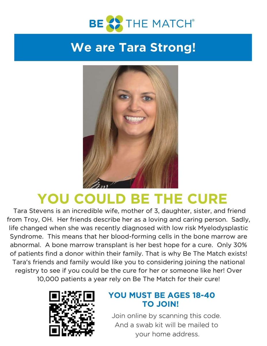 MindiWynne's tweet photo. My friend needs a bone marrow transplant. 
If you are over 40- you can still get tested at 
https://t.co/gwWNgCPMVK 
 Join Be The Match: Text TaraStrong to 61474 or 
https://t.co/EkrAwCCTUt 
 Already in the Be The Match Registry? Update your info at https://t.co/eDBxV3w6xu https://t.co/vjkD9MrK3h