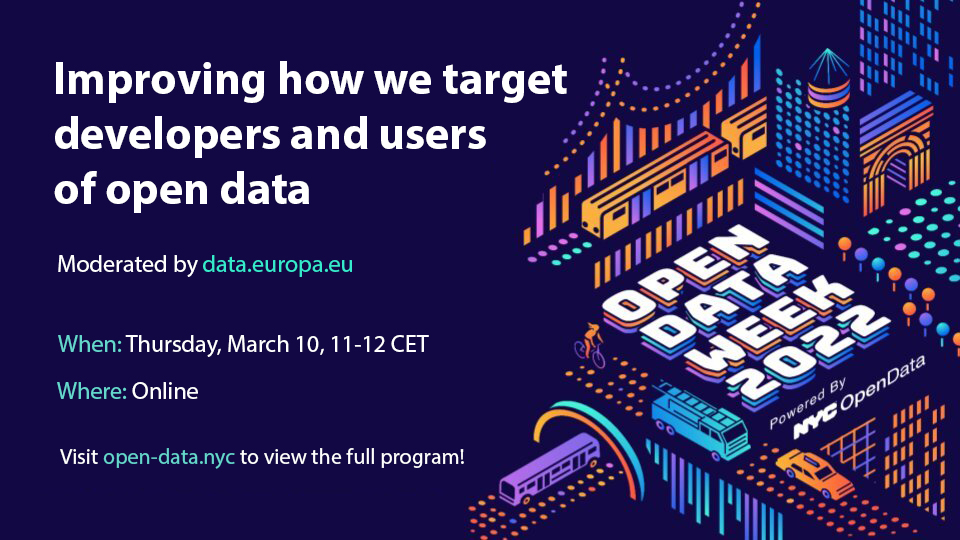 data.europa.eu (@eu_opendata) on Twitter photo #OpenData can help connect smart cities, but is it fit for purpose? What role should data portals play in coordinating and targeting open data efforts? Join us at the NYC's #OpenDataWeek!
📅 10 March, 11:00-12:00 CET
Register now: bit.ly/3hNFK34
<a href="/NYCAnalytics/">NYC Office of Data Analytics</a> <a href="/BetaNYC/">Beta.NYC - Now at @betanyc.bsky.social</a> #OpenData can help connect smart cities, but is it fit for purpose? What role should data portals play in coordinating and targeting open data efforts? Join us at the NYC's #OpenDataWeek!
📅 10 March, 11:00-12:00 CET
Register now: bit.ly/3hNFK34
<a href="/NYCAnalytics/">NYC Office of Data Analytics</a> <a href="/BetaNYC/">Beta.NYC - Now at @betanyc.bsky.social</a>