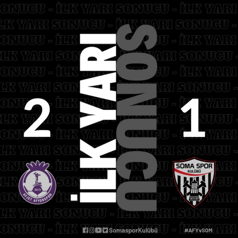 İlk Yarı Sonucu

Afjet Afyonspor : 2
Somaspor'umuz : 1

#Somaspor #Siyahİnciler #AFYvSOM