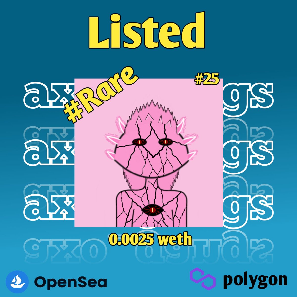 New drop
Rare item
1/1
Available on opensea
opensea.io/Axo_gangs

#NFT #NFTs #NFTCommumity #NFTCommunity #nftcollector #NFTdrop #nftcollector #NFTcollectibles #nftcollectors