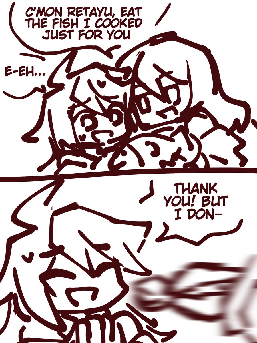 can you draw moona forcing you to eat a fish
-
How did you know that I don't like to eat fish
Also what is your intent by asking that Anon ๏︿๏
Ask me : https://t.co/ilnqXGupZv