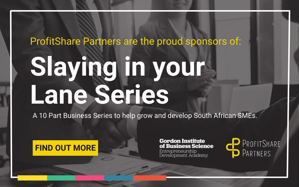 GIBS Entrepreneurship Development Academy (@gibsacademy) on Twitter photo Slaying In Your Lane is brought to you by <a href="/ProfitShare1/">ProfitShare Partners</a>, an innovative short-term funding company that is disrupting the market and enabling growth for SMEs. Slaying In Your Lane is brought to you by <a href="/ProfitShare1/">ProfitShare Partners</a>, an innovative short-term funding company that is disrupting the market and enabling growth for SMEs.