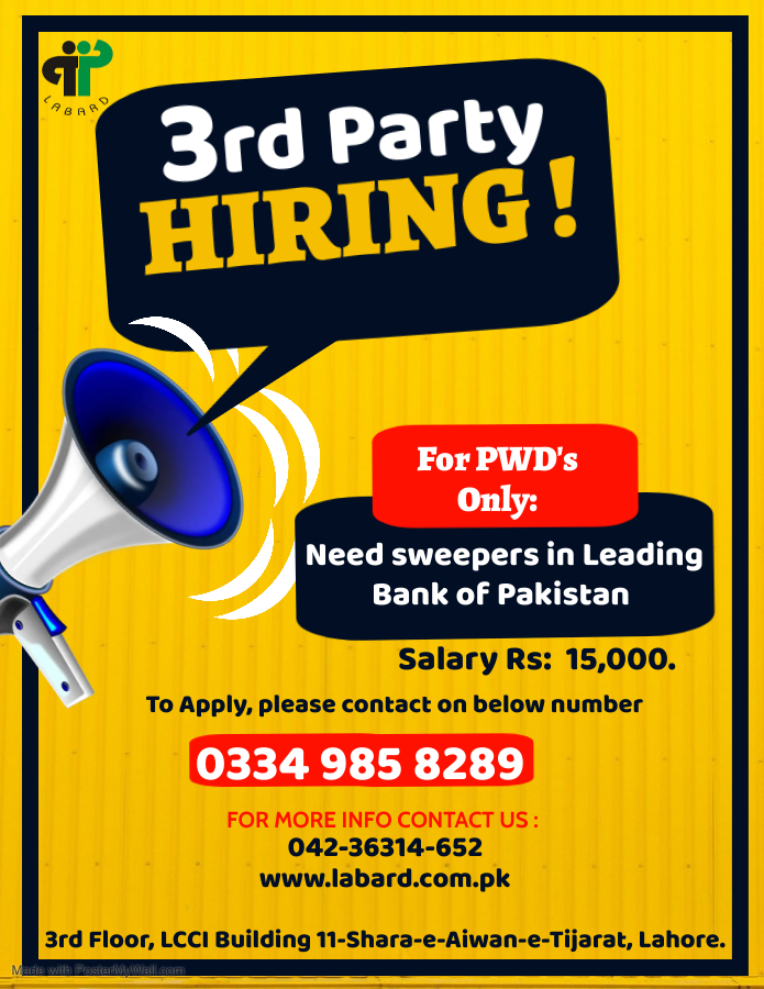LabardOfficial's tweet photo. Job Opportunities for PWD'S.

#LABARD #PWDs #JobOpportunities #3rdParty https://t.co/DaBtD0Xiz8