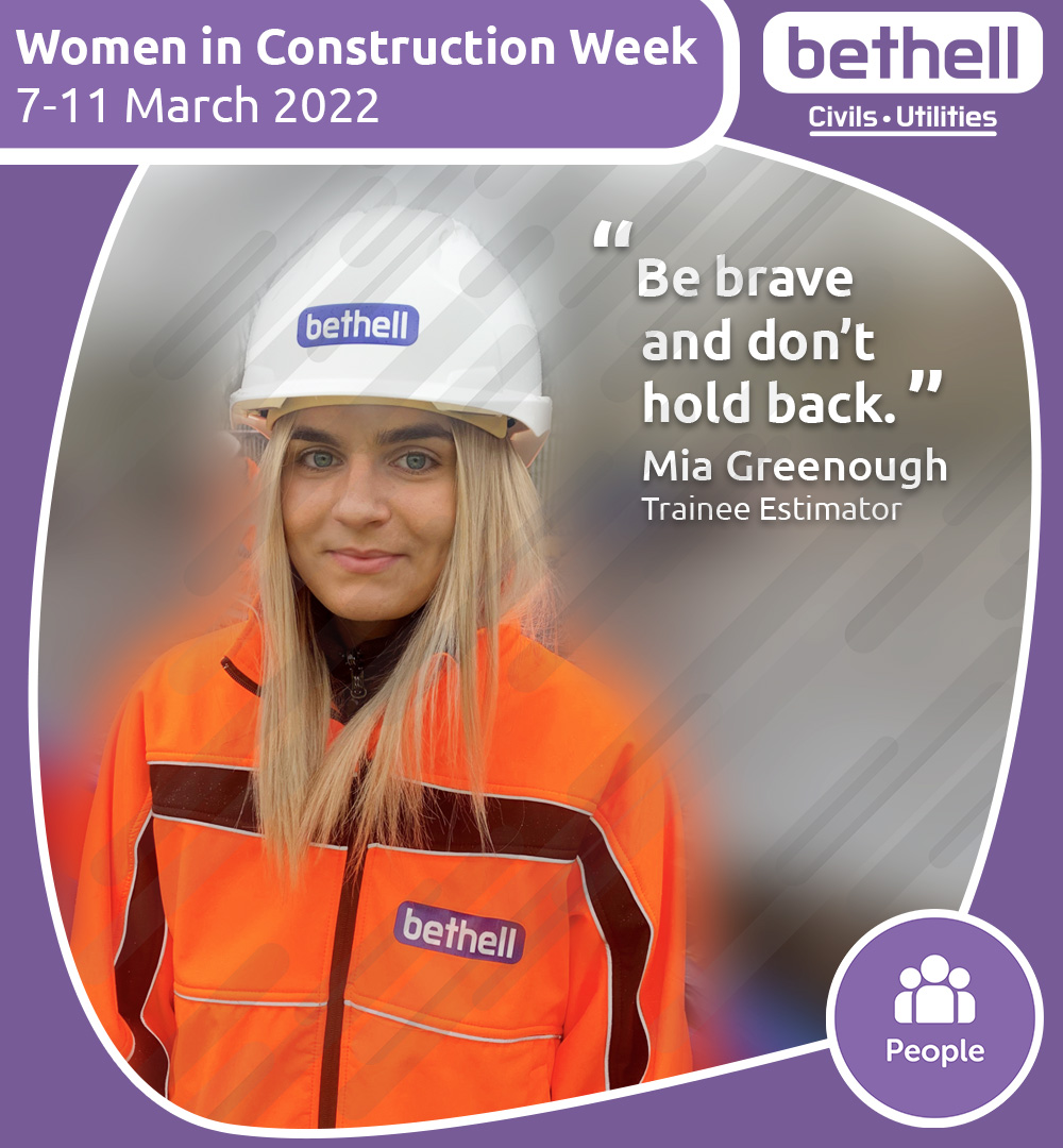 bethellgroup's tweet photo. "Be brave and don't hold back." - Mia Greenough, Trainee Estimator
#lifeatbethell
#WICWeek2022
#WomenInConstruction
#construction https://t.co/GHznZdVjZR