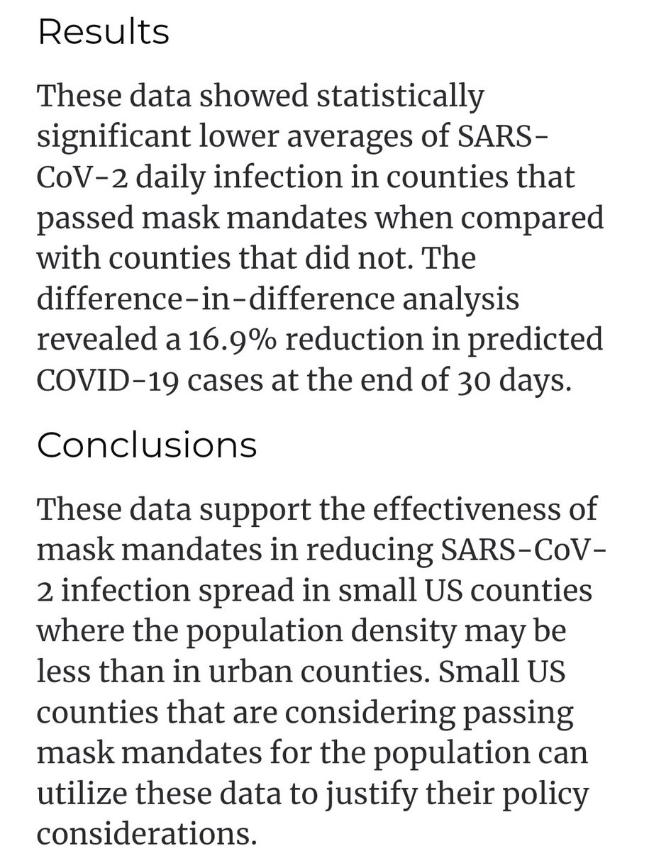 LazarusLong13's tweet photo. #MaskMandatesWork
@HuffmanLabDU - a good one for your spreadsheet, I believe.
Pretty simple study following counties with mask mandates.
Had a control group of counties that didn't mandate.
https://t.co/vr9WfxcM6y https://t.co/tm5KVKiSqI