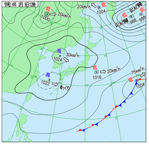 Winter_Monsoon's tweet photo. 【3月9日概況】季節進行進み、ジパングは移動性高気圧に覆われすっかり春の気配じゃ。気温上昇とともにわしの呟くモチベーションも低下、しかし近年の3月の気温上昇は甚だしいものがあるのう。侵攻しがいのある、よき厳冬期であった。 https://t.co/GVgyvD3Imr
