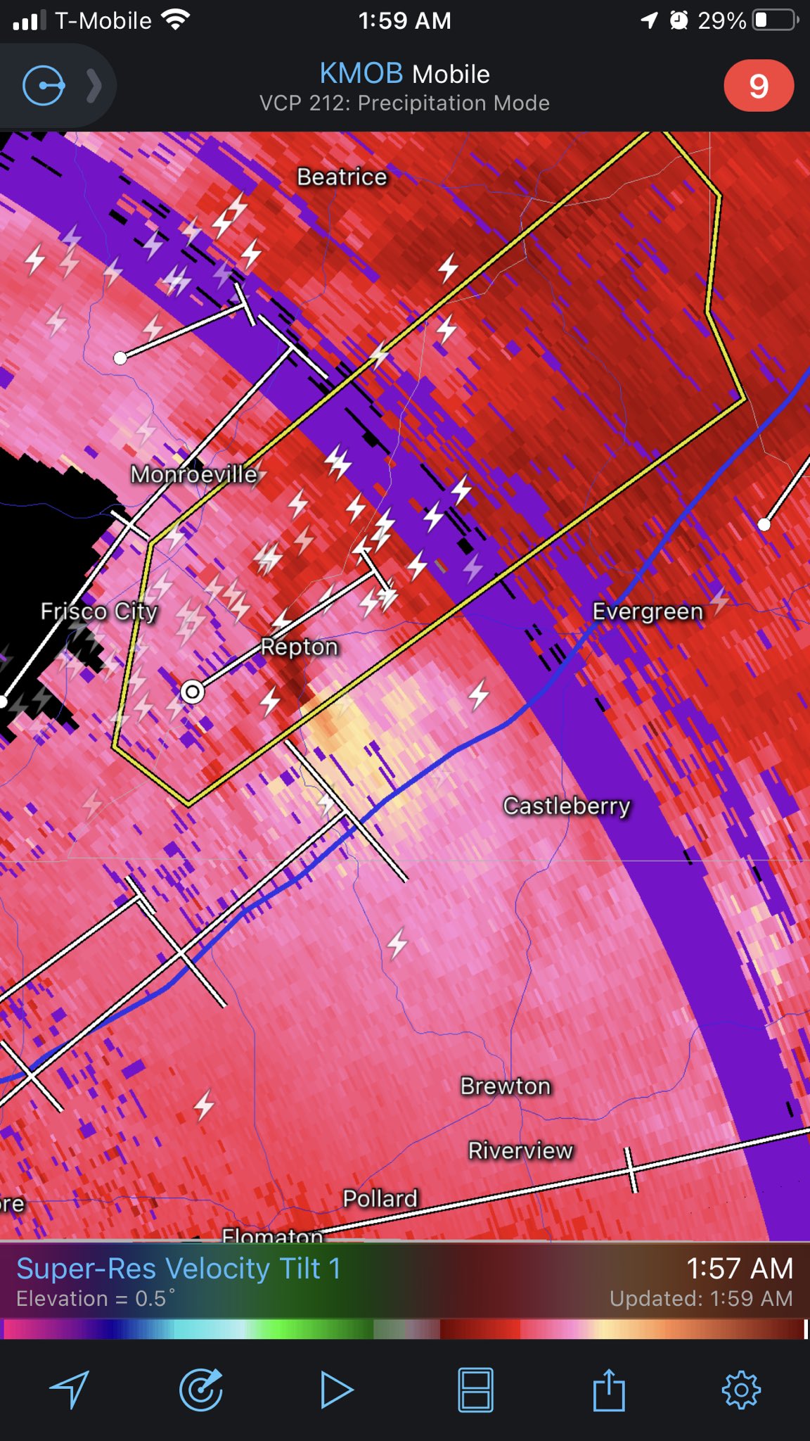 sean on Twitter "Unfortunately in the radar hole, but this cell near