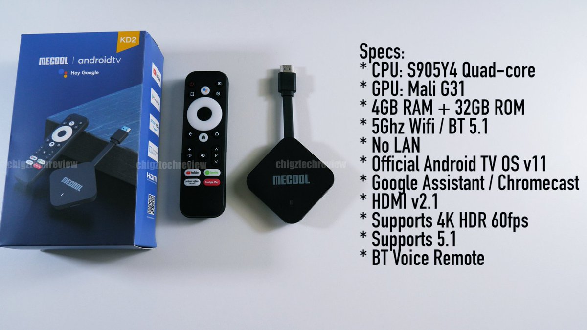 ChigzTechReview's tweet photo. Reviewing the latest #MECOOLKD2. A tiny 4K HDR streaming dongle, featuring Official Google Android TV OS v11 with Chrome-cast, Google Assistant. Supporting 4K HDR 60fps in Youtube, Prime, Disney and third party apps.
NEW VIDEO:
▶️ https://t.co/Vxm2DCcGkX
---
@Mecooltvbox https://t.co/HHfBhpTcIJ