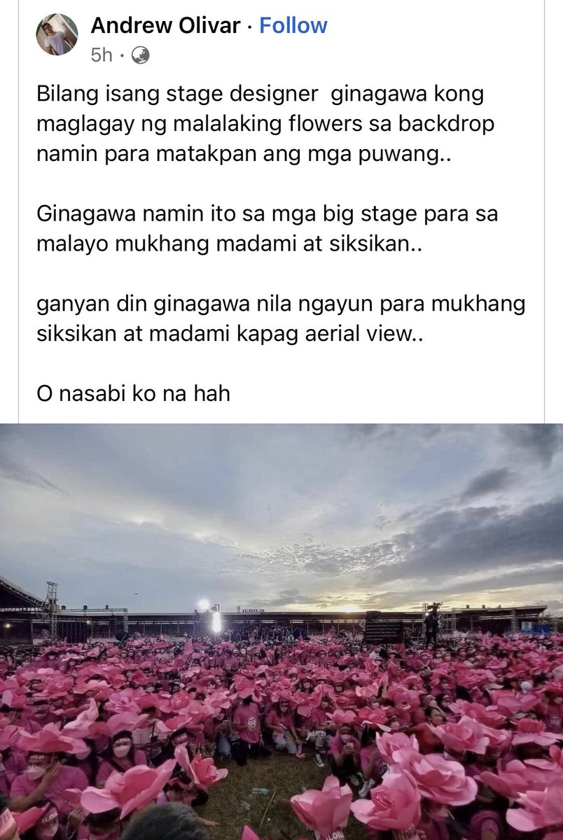 The original owner of the photo is invoking his copyright as protected under the law. Further, your statement is malicious and intentionally ascribing something that is contrary to truth and the actual Iloilo Rally.
#StopTheLies #NoToMagnanakaw #ProtectCopyright