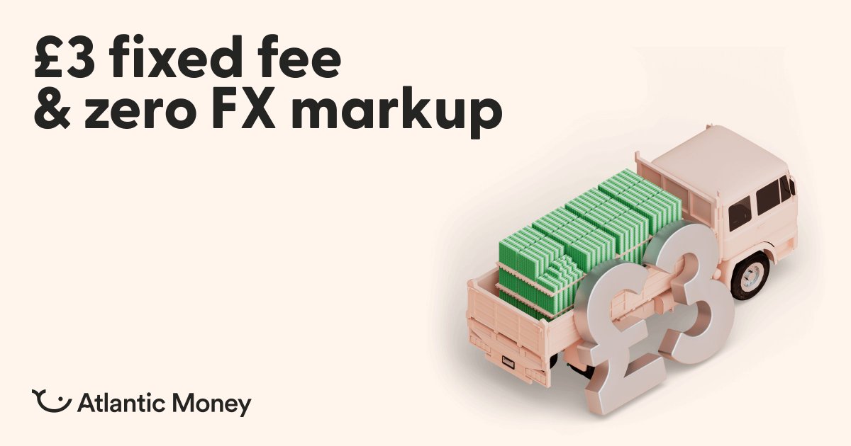 Atlantic_Money's tweet photo. Stealth no more...say hello to Atlantic Money, the most cost-effective global money transfer solution. If you’re tired of being charged crazy rates for sending significant portions of money abroad it’s time to try Atlantic Money. Just £3 (0% FX markup) all the way to £1m. https://t.co/08zzXNPpGb