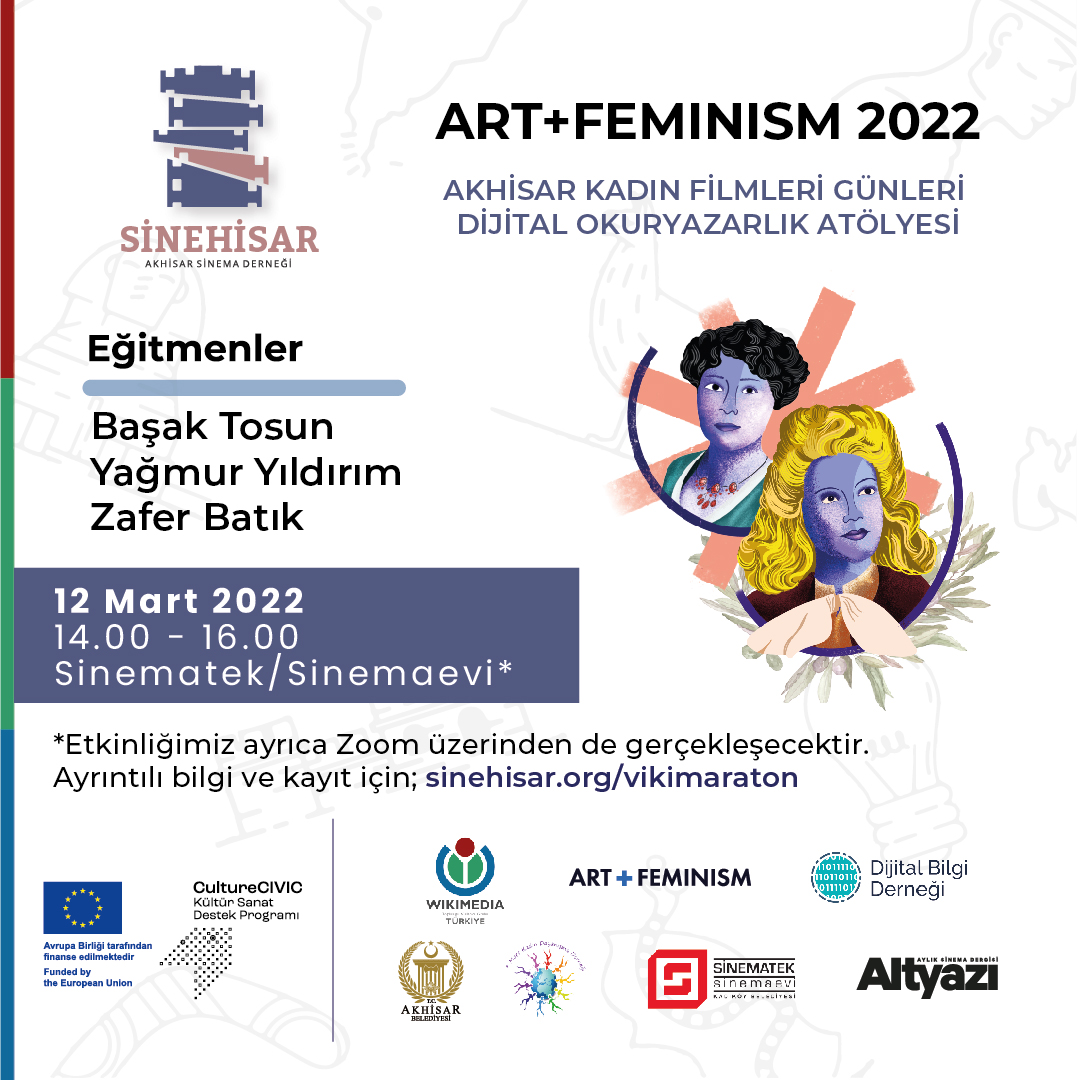 sinehisar's tweet photo. 📌 Akhisar Kadın Filmleri Günleri Dijital Okuryazarlık Atölyesi Katılımcılarını Bekliyor! 👩‍💻

Mart ayı boyunca tüm dünyada 60’ın üzerinde şehirde düzenlenecek Art+Feminism Vikimaratonunun Türkiye ayağı 12 Mart'ta İstanbul ve Akhisar'da!

Kayıt için; 👉 https://t.co/p7ux7diXrG https://t.co/zcezvNyLSe