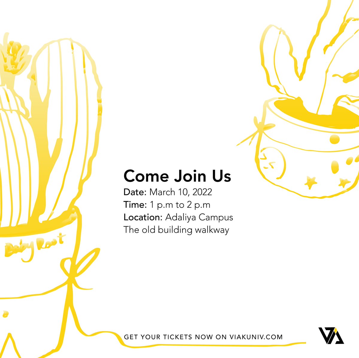 Liven up your studio with your own self-decorated pots ! 

Come join us 
on Thursday, March 10th
From 1:00-2:00 pm. 

Get your tickets now ! 

ViaKuniv.com