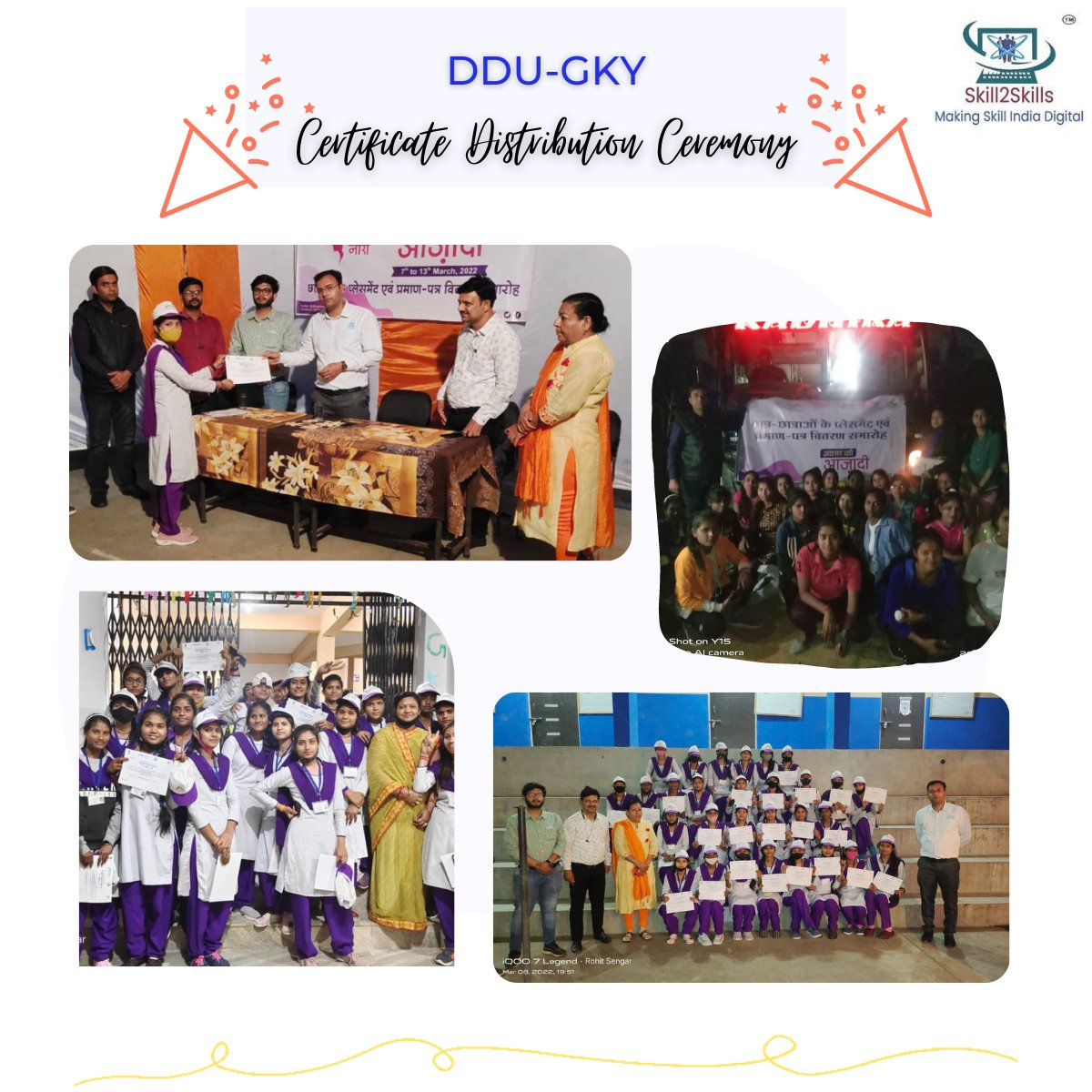 Skill2skillsLLP's tweet photo. We are pleased to announce that, yesterday on the occasion of International Women’s Day, the first batch of girls candidates enrolled under DDUGKY (MP Project) by PIA named Skill2Skills LLP has been honored by respected Shri Ashish Tiwari ji (IAS), CEO Jila Panchayat Gwalior. https://t.co/GojFwogHzY
