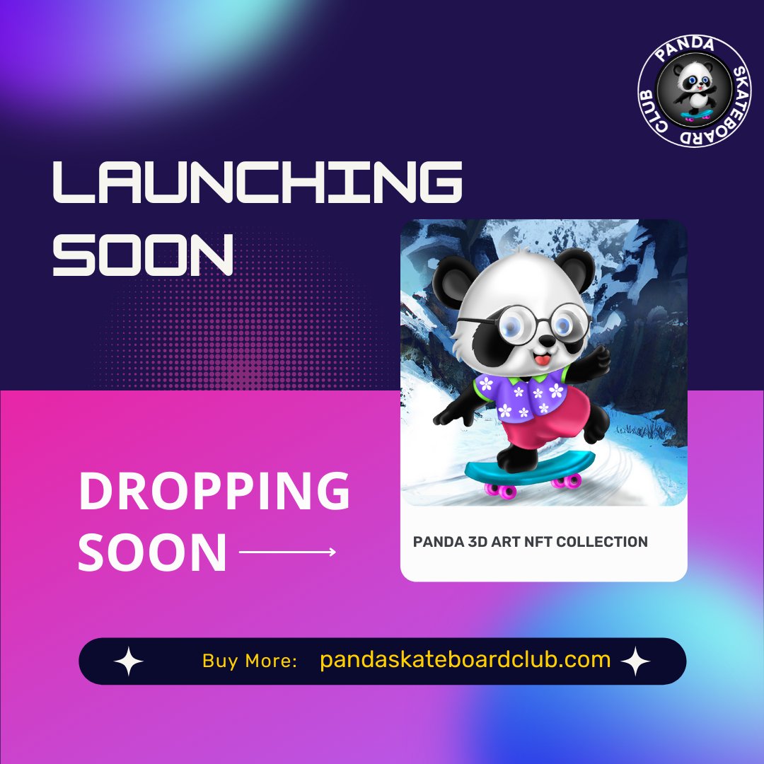 In the world of ape's we are launching a new set of collection which is PANDA COLLECTION , is a complete unique set of NFT'S .
stay tuned it's coming soon
website : pandaskateboardclub.com
opensea : opensea.io/collection/pan…
.
.
.
#nft #nftart #nftcollectors #NFTCommunity