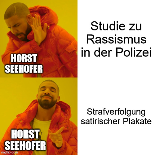 #HeimatHorst sollte mal an seiner Kritigfähigkeit arbeiten, wenn er meint das solche Plakate "Verfassungsfeindliche Verunglimpfung  von Verfassungsorganen" sind #Polizeiproblem