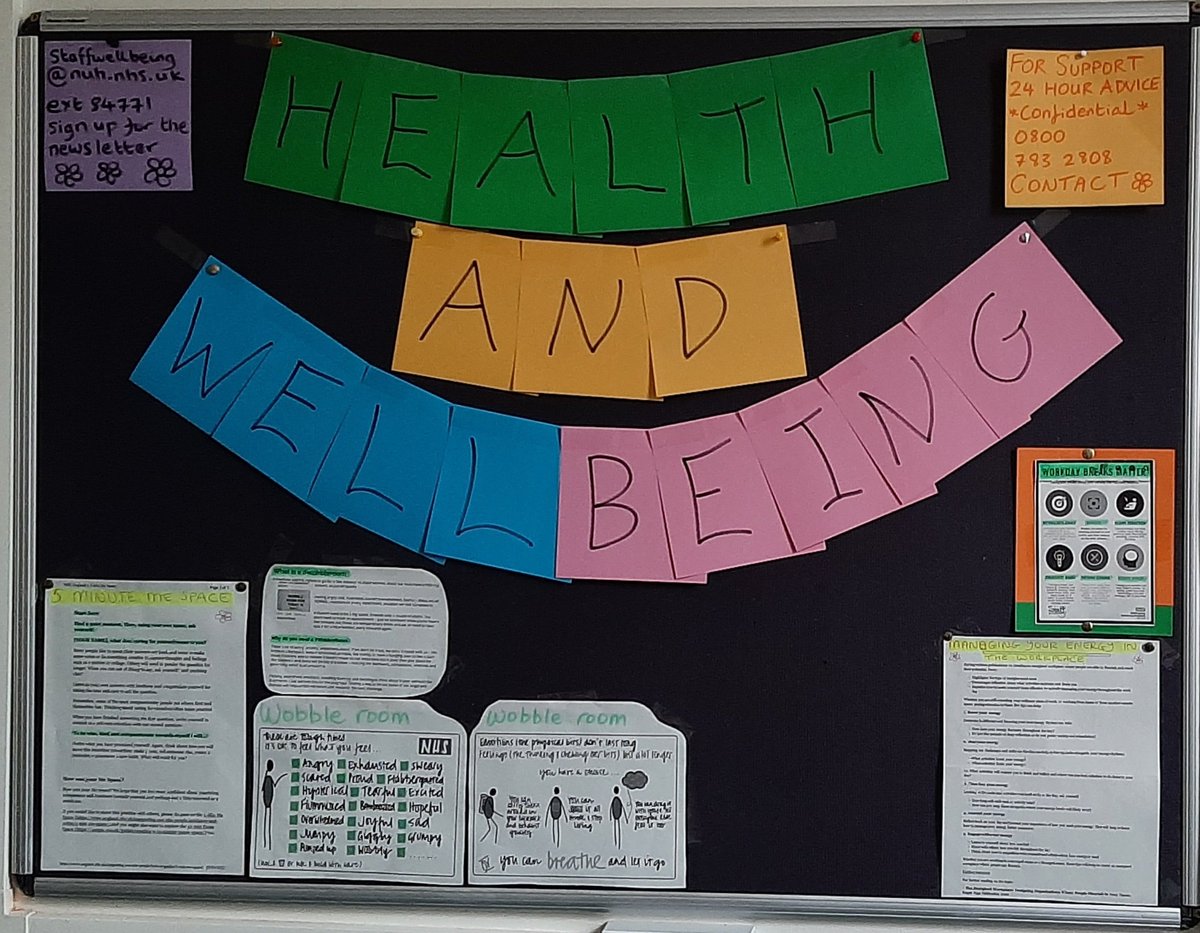 Thanks <a href="/ngoldstr96/">Nicola Goldstraw 💙</a> for our brilliant health &amp; wellbeing board with tips and resources for taking care of ourselves &amp; colleagues 💚🧘‍♂️😌 <a href="/JulieLines5/">Julie Lines</a> <a href="/docherty_claire/">Claire Webb RN</a> @TeamNUH <a href="/DeepaDa96088055/">Deepa Das</a> @