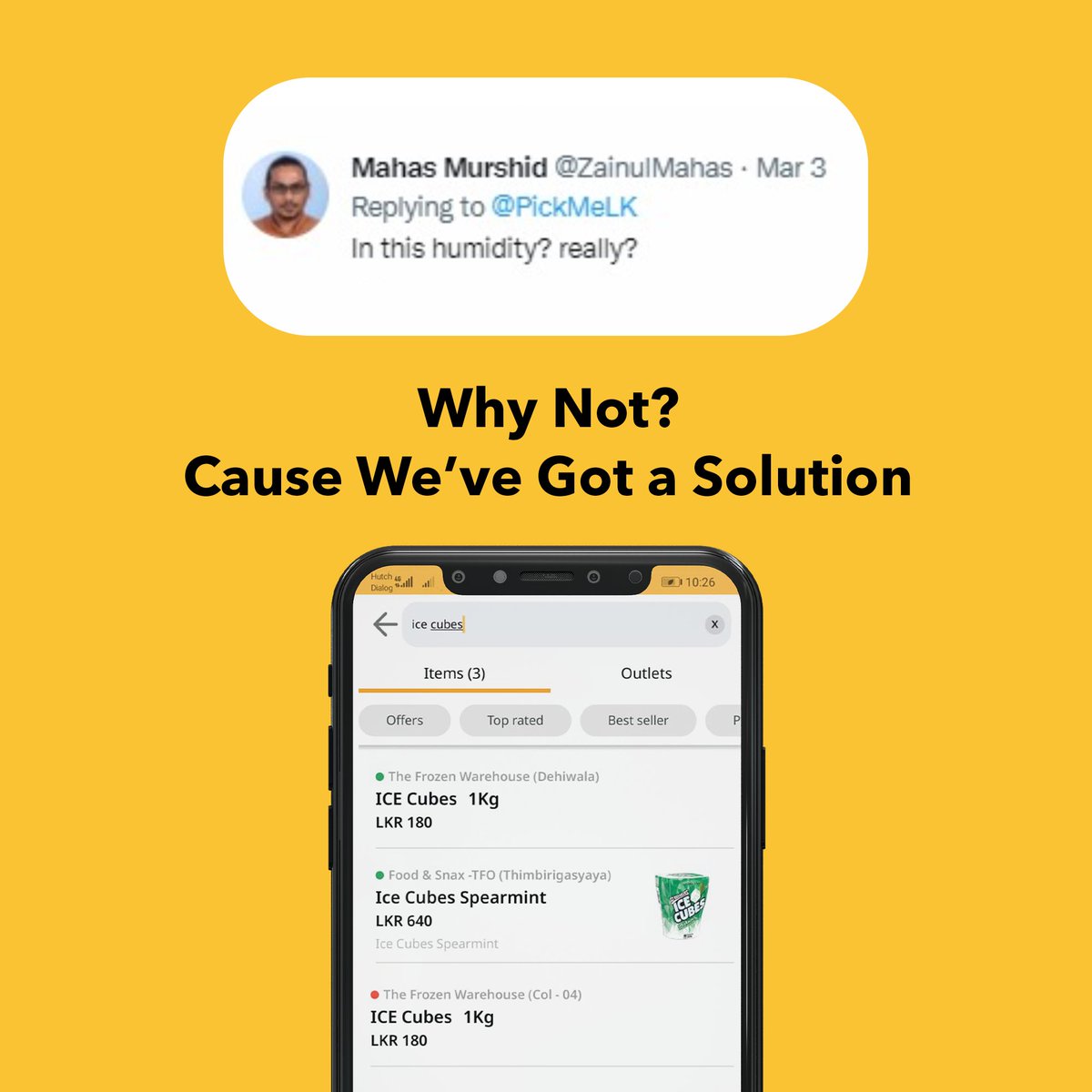 PickMeLK's tweet photo. Just Powercut things with PickMe!
We heard you, we've got you!
Always a better solution with Pickme Market

#SafetyFirst #PickMeLife #PickMeLK #SriLanka #Lka https://t.co/aZWzyz4d69