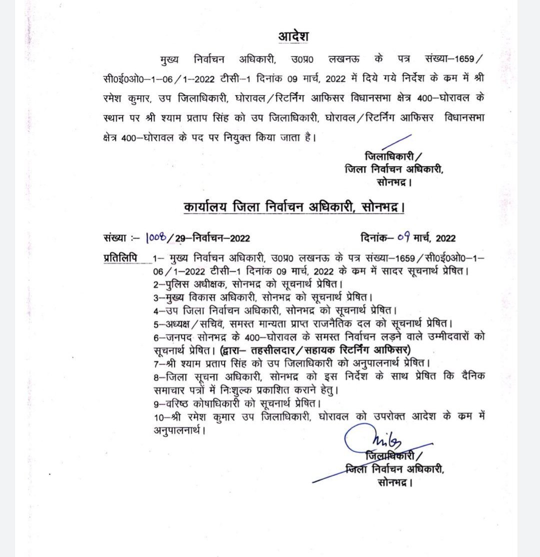 ANI UP/Uttarakhand on Twitter: &amp;quot;SDM Ghorawal Ramesh Kumar removed from his post and Shaym Pratap Singh appointed as the new SDM. SP workers had complained to the District Election Officer, accusing Kumar
