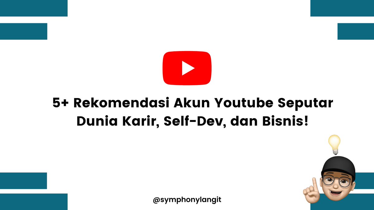 "The best investment you can make, is an investment in yourself. The more you learn, the more you earn." - Warren Buffett

Aku ada kumpulin akun youtube bagus buat ditonton biar 2022 kamu semakin bertumbuh. Yuk disave!

✨ Sebuah Utas ✨
