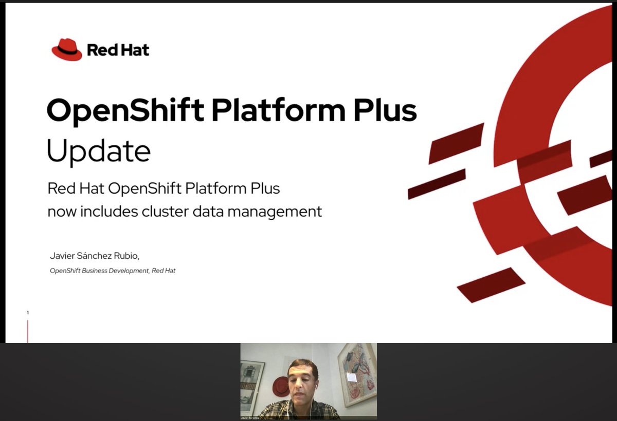 Mi compi Javier Sanchez contando las ventajas de <a href="/OpenShift/">Red Hat OpenShift</a> Plus al Ecosistema de <a href="/redhatiberia/">Red Hat Iberia</a>. Ahora mismo!!!!