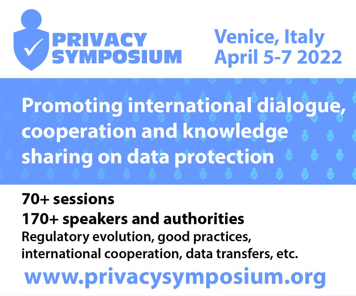 ODIN_H2020's tweet image. 📢 ODIN is pleased to invite you to the Privacy Symposium in Venice on April 5-7 2022, promoting #internationalcooperation and knowledge sharing with a special focus on #healthdataprotection and #innovativetechnologies. 

See the program and register here: privacysymposium.org