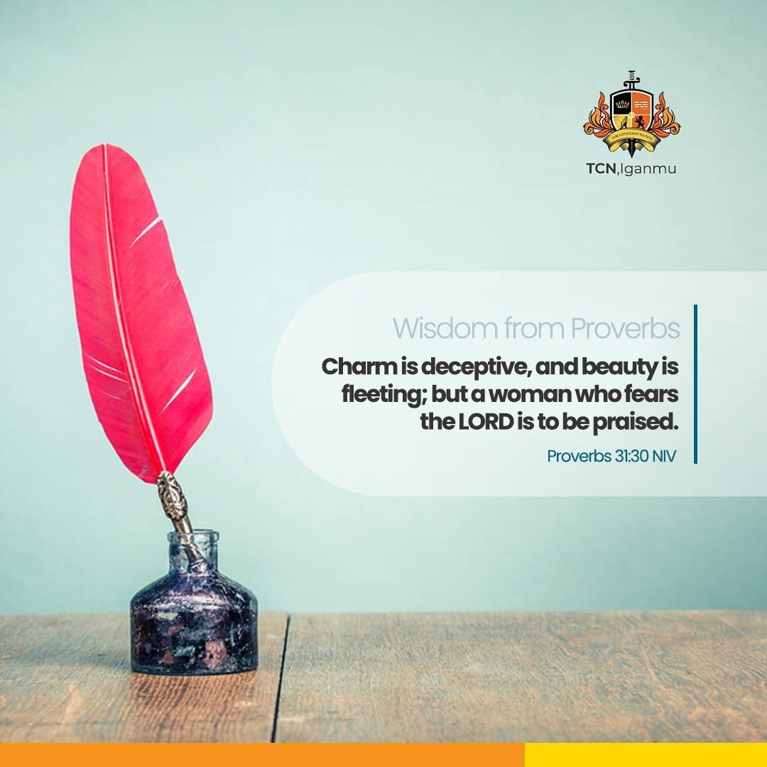 TCNIganmu's tweet image. Outward beauty fades, so seek a God-fearing mate.

Have a blessed day.

#TheCovenantNation
#TCNIganmu
#WisdomFromProverbs
