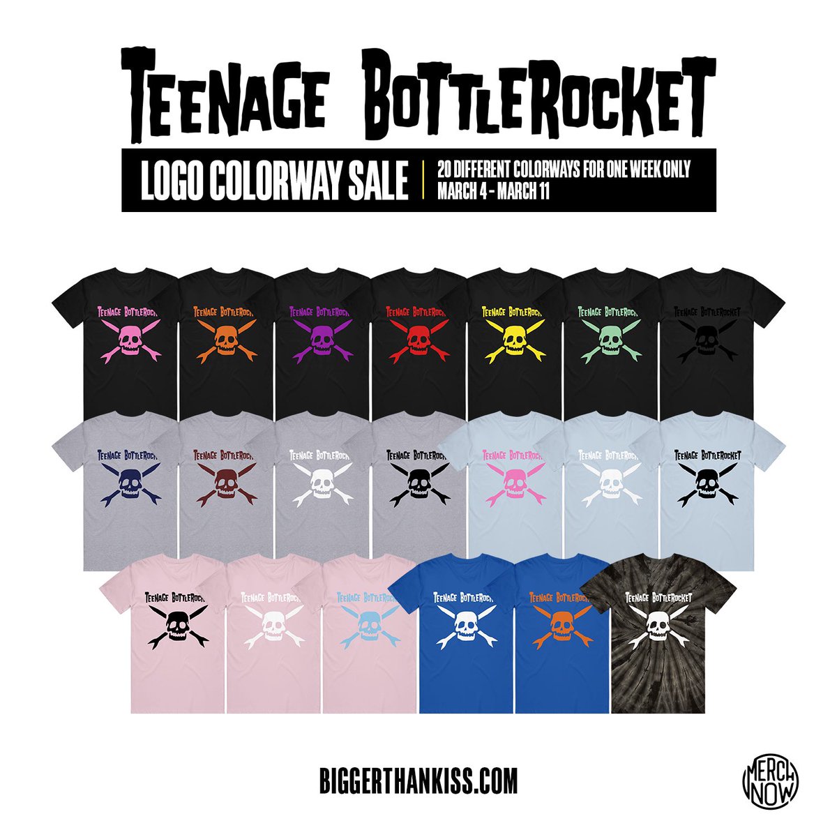 We’ve got 20 NEW LIMITED T-SHIRTS available now thru March 11th! Now you can look rad 20 days in a row! Grab yours @ biggerthankiss.com ______________________________ #teenagebottlerocket #fatwreck #fatwreckchords #punk #punkrock #punkmerch #punkmerchandise #skatepunk