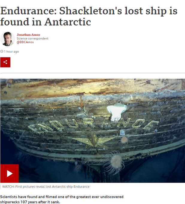 LGfL♥️ (@lgfl) on Twitter photo Amazing news on the find of Shackleton’s #Endurance under Antarctician ice!
LGfL PolarExplorers were not sure it was possible
Find out about Shackleton & how he felt at the time at polar.lgfl.org.uk/journal_readin… when he said to the crew 'She’s gone boys’
Well she is back after 107 years Amazing news on the find of Shackleton’s #Endurance under Antarctician ice!
LGfL PolarExplorers were not sure it was possible
Find out about Shackleton & how he felt at the time at polar.lgfl.org.uk/journal_readin… when he said to the crew 'She’s gone boys’
Well she is back after 107 years
