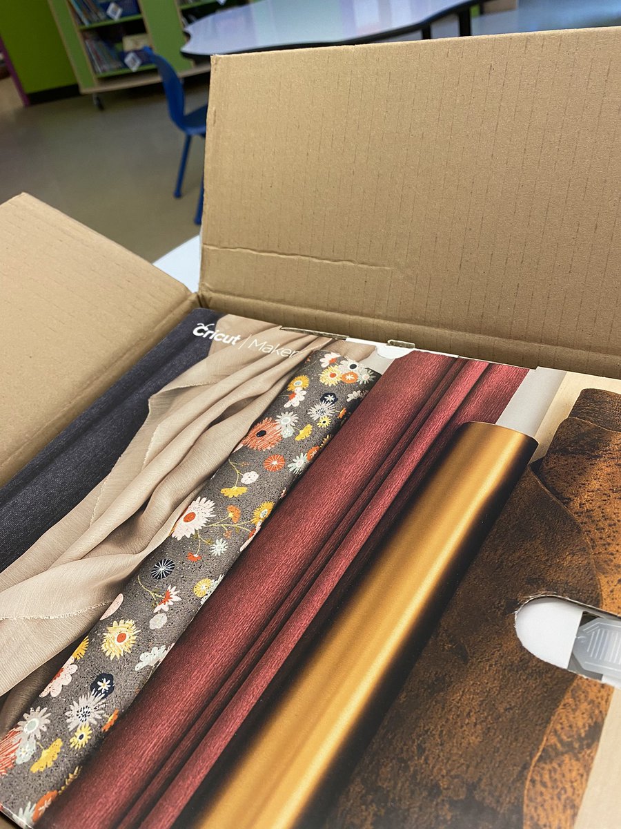 MrsBeaumaster's tweet photo. Our Cricut arrived! Thank you so much @brilliant_labs! We can’t wait to get it set up and see what amazing projects  our Topsail Tigers will make. #MakerEdNL https://t.co/6CbkRiWp4z
