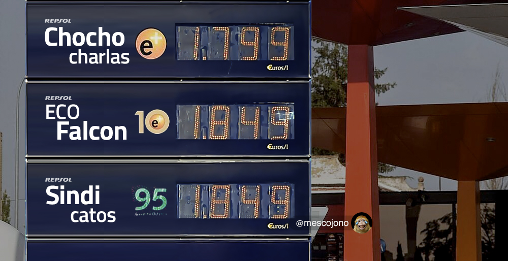 Actualización de los carteles del precio del combustible.
Decidme que no es cierto.