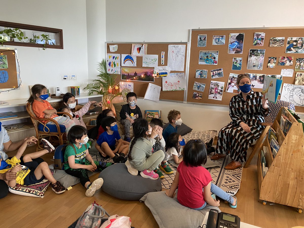 BonnieJensen4's tweet photo. We are really loving our mystery readers this week! The children are asking who they are, what they might read and โwhat does mysterious mean?โ #isppreads @ISPPCambodia @leticarino @szyberger @wakefield99615 #reading #books #earlyyears https://t.co/xwogiRUrC7