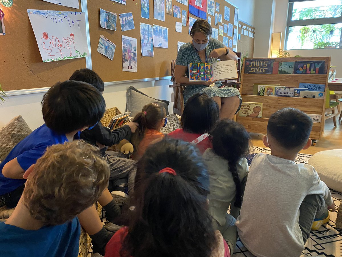 BonnieJensen4's tweet photo. We are really loving our mystery readers this week! The children are asking who they are, what they might read and โwhat does mysterious mean?โ #isppreads @ISPPCambodia @leticarino @szyberger @wakefield99615 #reading #books #earlyyears https://t.co/xwogiRUrC7