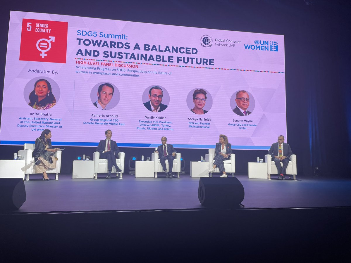 Second high-level panel at #SDG5Summit
✅Equitable balance in the workforce and at home is essential for #women
✅#Inclusion ensures #women talents can be utilized
✅ Work cultures, leaders &amp; line managers need to understand life events that impact #women &amp; support them