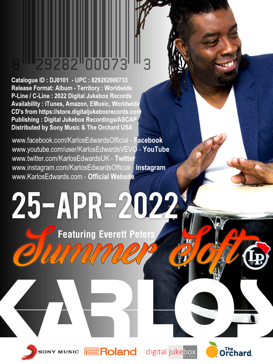 KarlosEdwardsUK's tweet photo. #KarlosEdwards smash hit remake of the classic Stevie Wonder’s hit song ‘Summer Soft’. This song version has been officially given the direct node and approval from the official Stevie Wonder’s camp. The song features Everett Peters who delivers an outstanding vocal performance. https://t.co/JteH8QgzB1