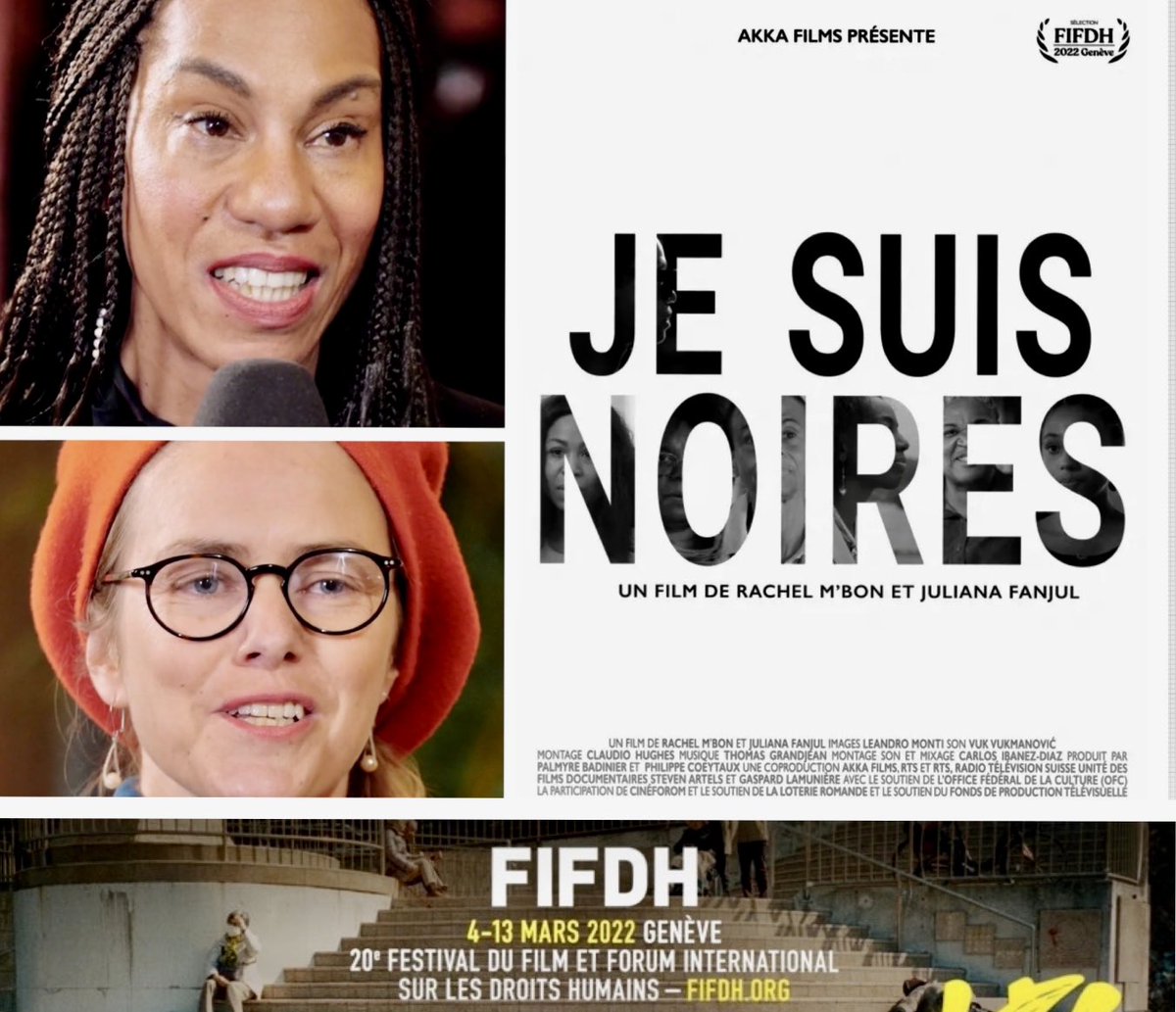 PatrickSimonin's tweet photo. Leur film choc questionne l’identité et le racisme ressenti par les femmes en Suisse #RachelMBon et #JulianaFanjul sont mes invitées aujourd’hui pour leur film #JeSuisNoires au ⁦festival du film et forum sur les droits humains @fifdh⁩ de Genève en partenariat avec @Tv5monde https://t.co/OSmA8ZZSe0