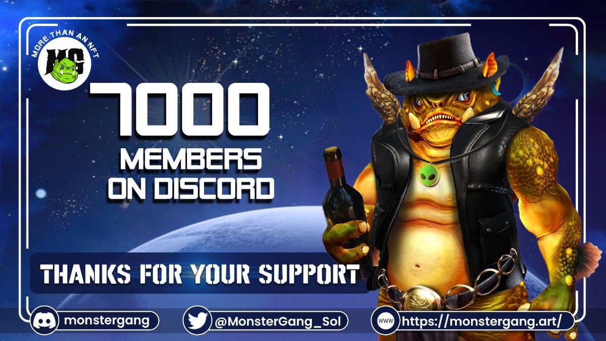 MonsterGang_Sol's tweet photo. Thank you family for your support! 

As a family we have reached 7k milestone 🚀🚀🚀

#NFTs #SolanaNFT #solana #NFTCommumity https://t.co/qig9js1cTs
