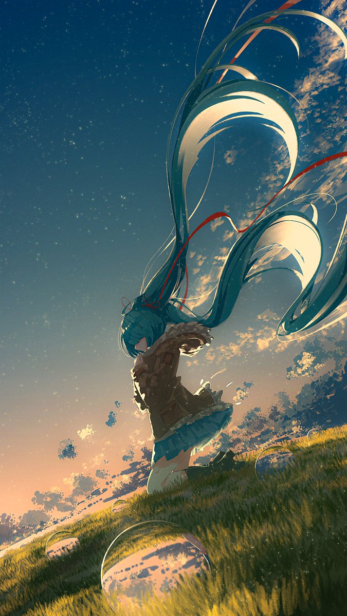 hatsune miku 1girl solo long hair detached sleeves twintails floating hair closed eyes  illustration images