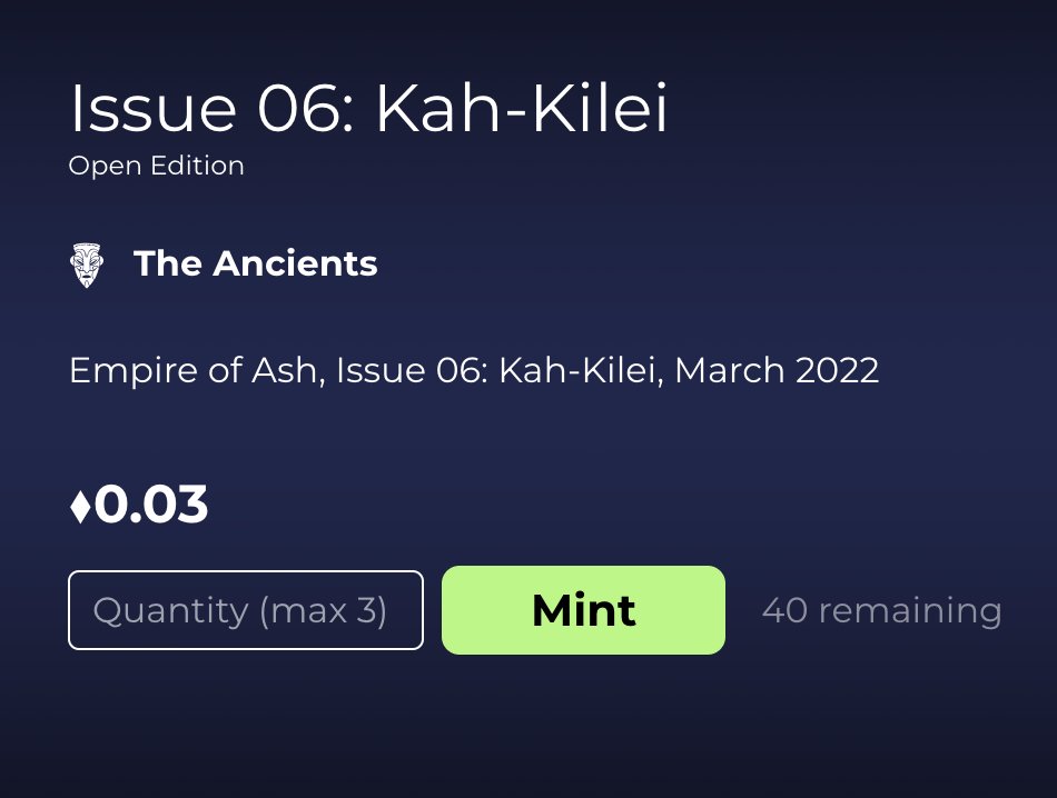 OMG only 40 left! So exciting! 

0.03E
empireofash.io/mint