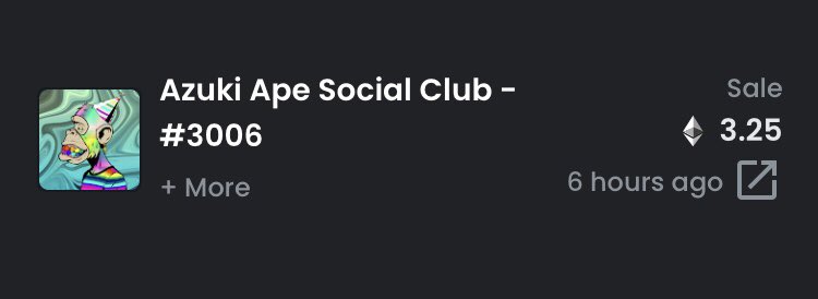 AzukiApe's tweet photo. Another sale over 3 ETH!

#ApeTogether ♦️ https://t.co/rnbOvC18zD