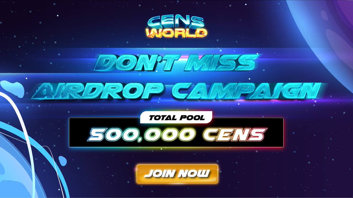 🚀 Airdrop: Cens World
💰 Value: 200 $CENS
👥 Referral: 1,000 $CENS
📼 Audit: CyberK Audit, Block Audit
📘 IDO: 19th March, 2022 BinStarter, Waggle Labs, Solana Prime
📅 End Date: 29th March, 2022

Talk with the Telegram Bot
t.me/CensWorldAirdr…

#Airdrop #Crypto #Airdrops