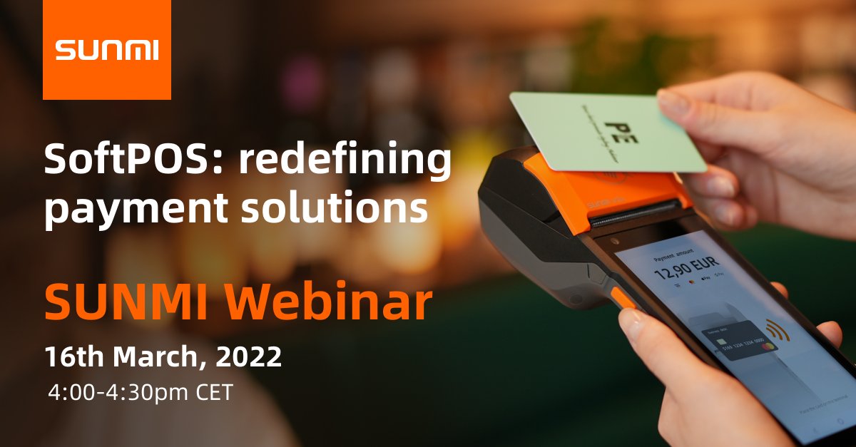 sunmitech's tweet image. 📣[𝗦𝗨𝗡𝗠𝗜 𝗪𝗘𝗕𝗜𝗡𝗔𝗥]
One week to go until SUNMI&apos;s Webinar on the topic: “SoftPOS | Redefining Payment Solutions”. 
✍️ Register now: us06web.zoom.us/webinar/regist…
🗓 Not available? Register and we’ll send you the video replay!

#SUNMI #webinar #SoftPOS #payment #Android #IoT